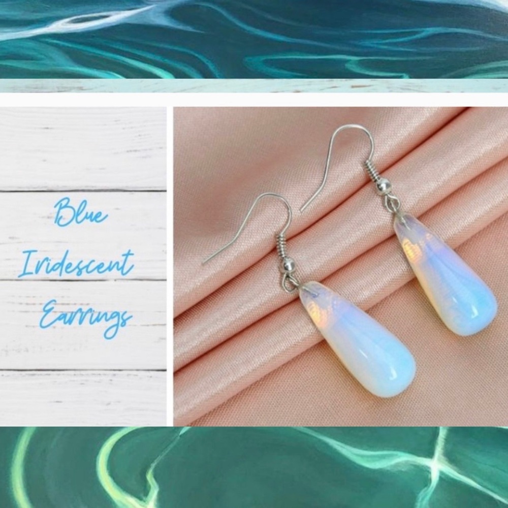Blue Iridescent Earrings